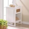 Accent Plus Wood Front White Side Table