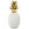 Accent Plus Porcelain Pineapple Jar with Gold Leaves