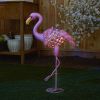 Summerfield Terrace Solar Lighted Flamingo Yard Art - Leaning