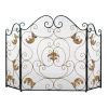 Accent Plus Fleur de Lis Fireplace Screen with Golden Accents