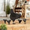 Accent Plus Rusted Metal Hen Family Garden Art