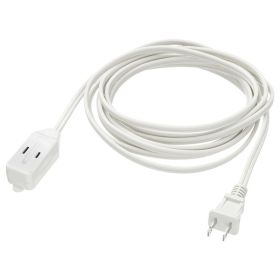 Cmple 505-N 3-Outlet Household Indoor Extension Power Cord - 2 Prong with Protection Outlet Cover - 6 Feet, White