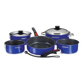 Magma Nestable 10 Piece Induction Non-Stick Enamel Finish Cookware Set - Cobalt Blue