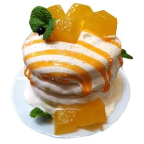 Artificial Dessert Realistic Souffle Crafts Fake Cake Photography Props Party Replica Prop Kitchen Bakery Display; Orange