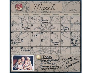 Calendar- Dry Erase Fridge Calendar. Organize your home or office. Beautiful, Mocha Fridge Calendar