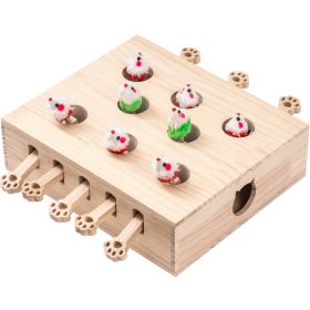 Cat Toy; Interactive Whack-a-mole Solid Wood Toys for Cats