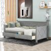 Twin Size Daybed with 2 Large Drawers; X-shaped Frame; Modern and Rustic Casual Style Daybed; Gray(New)