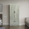 MDF Wardrobe cabinet with Large Storage Space 1 drawer 1 Partitions & 1 Clothes Rail Bedroom; Grey