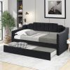 Upholstered Twin Daybed with Trundle; Black