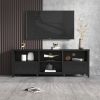 70.08 Inch Length Black TV Stand for Living Room and Bedroom; with 2 Drawers and 4 High-Capacity Storage Compartment.