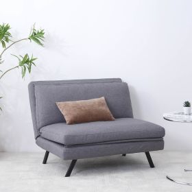 Sofa Bed/Lazy Floor Chair; 5 Position; Adjustable Backrest; Polyester; Light Grey