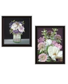 "Lilac & Wild Plum Bouquet" 2-Piece Vignette by House Fenway; Ready to Hang Framed Print; Black Frame