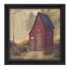 "Folk Art Outhouse" By Pam Britton; Printed Wall Art; Ready To Hang Framed Poster; Black Frame