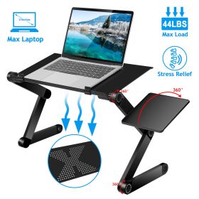 Foldable Laptop Table Bed Notebook Desk with Mouse Board Aluminum Alloy Breakfast Snacking Tray for Home Office Travel Use