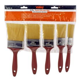 5 pc. Paint Brush Set with Polyester Bristles - Valley Tools - BRPB-05