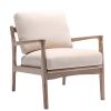 Wood Frame Armchair; Easy Assembly Mid Century Modern Accent Chair Lounge Chair for Living Room; Bedroom; Home Office; Tan Linen