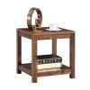 Rustic Brown Side Table ; 2-Tier Small Space End Table ; Modern Night Stand; Sofa table; Side Table with Storage Shelve