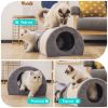 Cat Tunnel Bed Cat House Sisal Scratching Bed with Self Groomer Massager Plush Balls Collapsible for Indoor Cats