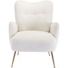 [EAT 3.3]Modern Teddy Short Plush Particle Armchair; Accent Chair with Golden Metal Legs and High Back for Living Room; Lounge; White