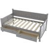 Twin Size Daybed with 2 Large Drawers; X-shaped Frame; Modern and Rustic Casual Style Daybed; Gray(New)