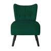 Unique Style Green Velvet Covering Accent Chair Button-Tufted Back Brown Finish Wood Legs Modern Home Furniture