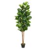 FCH 6FT Solid Wood 156 Leaves Truncated Piano Leaf Banyan Simulation Tree Green