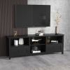 70.08 Inch Length Black TV Stand for Living Room and Bedroom; with 2 Drawers and 4 High-Capacity Storage Compartment.