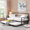 Twin Size Daybed with Adjustable Trundle; Pop Up Trundle; Black