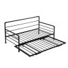 Twin Size Daybed with Adjustable Trundle; Pop Up Trundle; Black