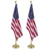 6FT Golden Telescoping Al Flag Pole With US Flag & Ball/2pcs