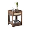 15.75" Rattan End table with drawer; Modern nightstand; side table for living roon; bedroom; Rustic Brown