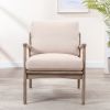 Wood Frame Armchair; Easy Assembly Mid Century Modern Accent Chair Lounge Chair for Living Room; Bedroom; Home Office; Tan Linen