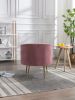 Velvet Armchair Accent Tub Barrel Chair With Gold Metal Legs; Dark Pink