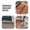 12" x 12" Square Acacia Wood Interlocking Flooring Tiles Checker Pattern Pack of 10 Tiles