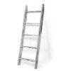 Farmhouse 4.5 Ft Wall Leaning Wood Blanket Quilt Storage Ladder Towel Rack, Bathroom Bedroom Decorative Shelf - Vintage White XH