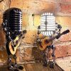 1PC Creative Glow Model Ornaments Retro Decorations Robot Microphone for playing guitar Desk lamp Home Decor Crafts