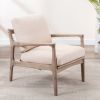 Wood Frame Armchair; Easy Assembly Mid Century Modern Accent Chair Lounge Chair for Living Room; Bedroom; Home Office; Tan Linen