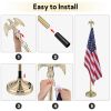 6FT Golden Telescoping Al Flag Pole With US Flag & Eagle/2pcs