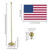 6FT Golden Telescoping Al Flag Pole With US Flag & Ball/2pcs