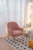 Modern Soft Teddy fabric Pink Ergonomics Accent Chair Living Room Chair Bedroom Chair Home Chair With Gold Legs And Adjustable Legs For Indoor Home