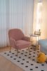 Modern Soft Teddy fabric Pink Ergonomics Accent Chair Living Room Chair Bedroom Chair Home Chair With Gold Legs And Adjustable Legs For Indoor Home