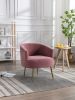 Velvet Armchair Accent Tub Barrel Chair With Gold Metal Legs; Dark Pink