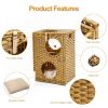 Rattan Cat Litter; Cat Bed with Rattan Ball and Cushion; Brown