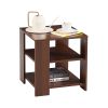 Square side table; simple style design; 3-tier end table; wood living room nightstand; bedroom; easy assembly; 1-pack; classic brown