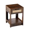 15.75" Rattan End table with drawer; Modern nightstand; side table for living roon; bedroom; Rustic Brown