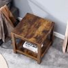 Rustic Brown Side Table ; 2-Tier Small Space End Table ; Modern Night Stand; Sofa table; Side Table with Storage Shelve