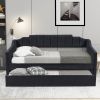 Upholstered Twin Daybed with Trundle; Black