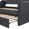 Upholstered Twin Daybed with Trundle; Black