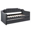 Upholstered Twin Daybed with Trundle; Black