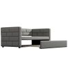 Twin Size Daybed with Trundle; Upholstered Daybed with Padded Back; Gray